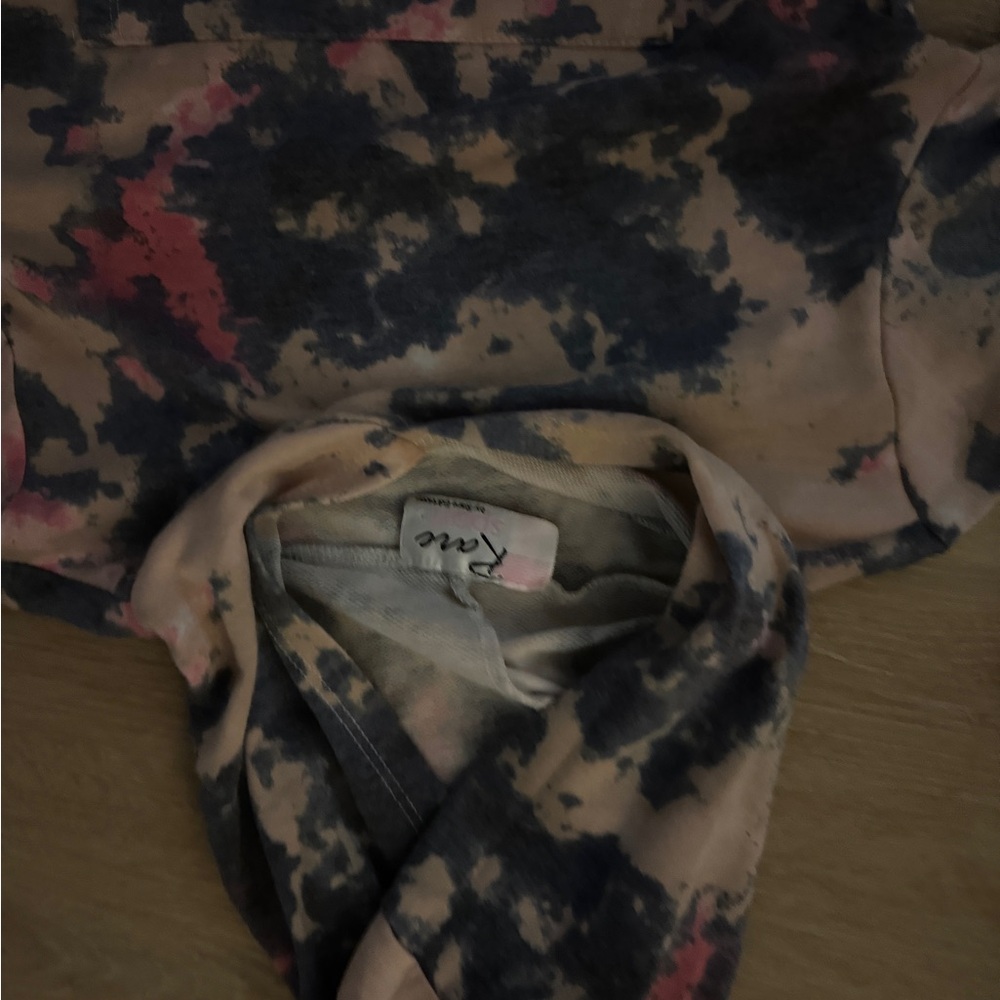 Tie-Dye Hoodie with Pink and Blue Accents